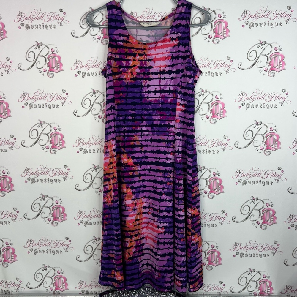 Allison Daley dress tie dye striped multicolor Purple Pink Tie-Dye Midi Dress